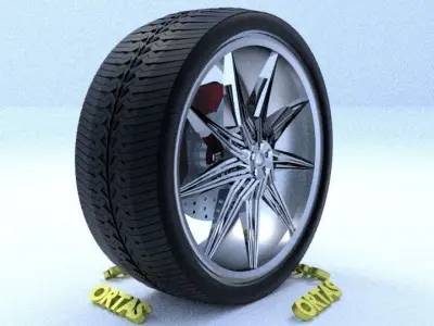 ORTAS CAR RIM 43-44 GAME READY RIM TIRE AND DISC 3D Model Pack