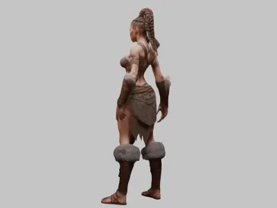 Sexy Barbarian Girl Warrior Woman character Low-poly 3D model