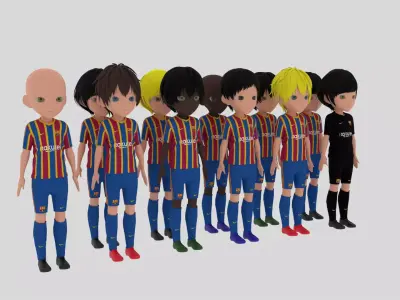 Barcelona Soccer - Football Team Low-poly 3D model