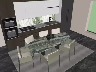 Italian light luxury style dining table and chairs 3D model