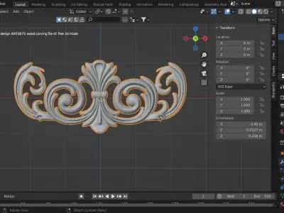 Flower Decor for wood carving 3D print model 2