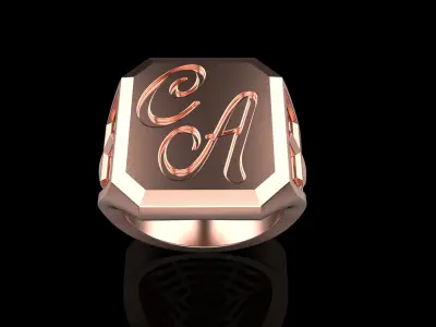 Initials cross signet ring model 1019 3D print model