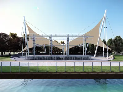 Canopy tent and concert scene 3D model