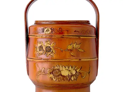 Antique Chinese Round Wedding Basket 3D model