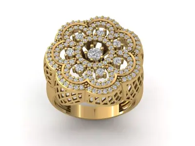 STL 3DM Print Ready Women Diamond Ring Lightweight Printable  3D print model 109