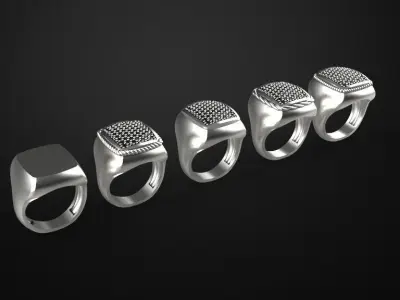 Men rings 5 models signet ring 3D print model