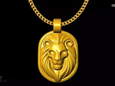 Lion pendant charms - one inch pendant 3D print model