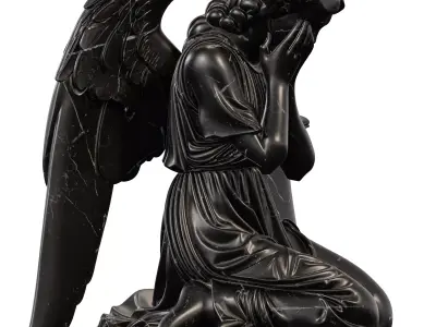 Kneeling Mourning Angel Sculpture Low-poly 3D model