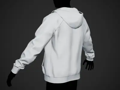 White Open Hoodie Style 1 Low-poly 3D model