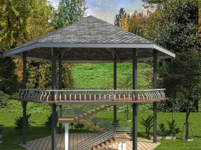 GAZEBO in middle of park 3D model