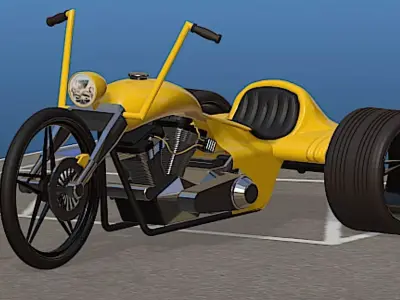 Harley Davidson Low-Rider Trike- High Poly 3D model
