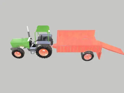 Tractor Trolley Low-poly 3D model