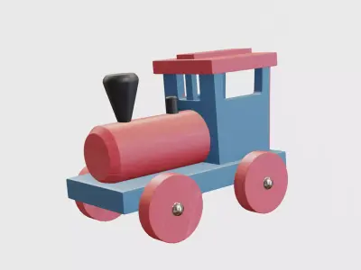 toy locomotive colorful Low-poly 3D model