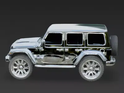 Flashy Liquid Chrome Custom Jeep 3D Model Low-poly 3D model