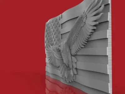 American Flag with Eagle 3D print model