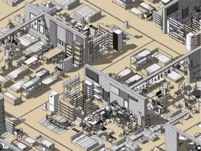 Set of luxury furniture - Pack of revit families 3D model