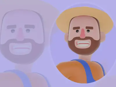 Stylized 3D Cartoon Farmer - Running Kick Pose 3D model