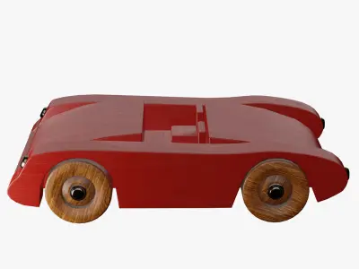 Wooden painted toy sports car 3D model