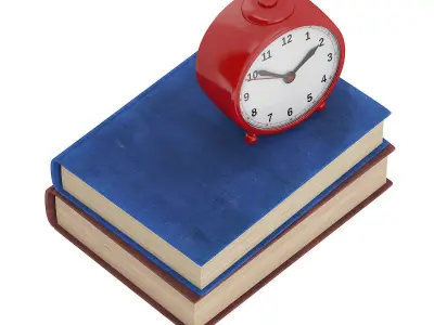 Clock and Two Books 3D model