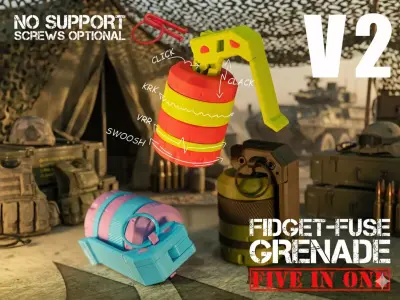 GRENADE FIDGET FUSE  FIDGET 5 IN 1 CLICK AND SPIN TOY 3D model