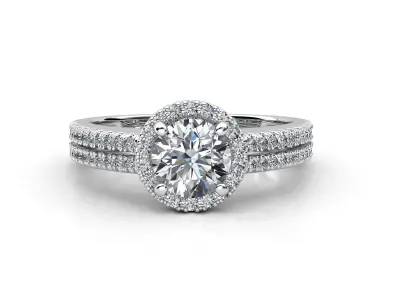 aj-011 halo diamond engagement ring 3D print model