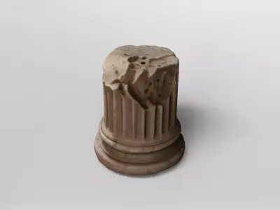 Ancient Broken Marble Column Base 3D model