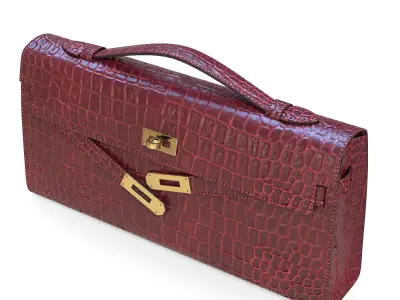 Hermes Kelly Cut Clutch Red Crocodile Low-poly 3D model