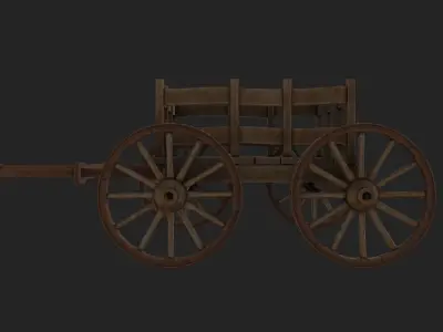 Medieval Wooden Horse Cart Variation 6 - Low Poly And Game Ready Low-poly 3D model