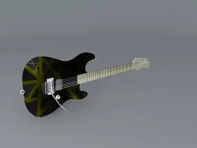 Eddie Van Halens black and yellow guitar Free 3D model