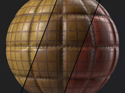 Leather Materials 36- Stitched Leather - Sbsar Pbr 4k Seamless Texture