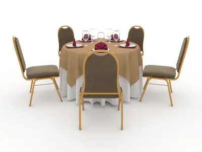 Banquet Table and Chair 17 3D model