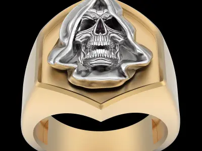 Skull Man Ring silver gold printable jewelry 3D print model