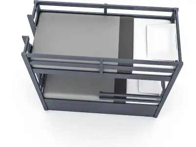 modern wooden bunk bed 02 3D Low-poly 3D model