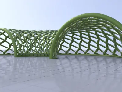 Half circle structure with open ends modern structure 3D model