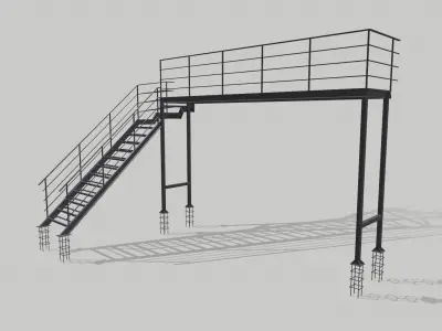 Fire ladder and platform 3D model
