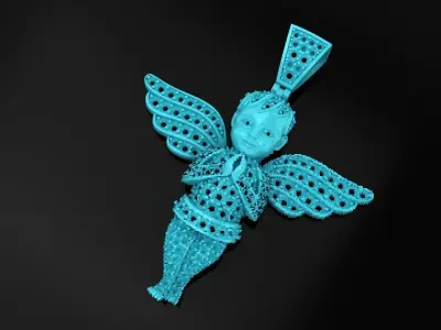 Baby Angel diamond pendant 3D print model