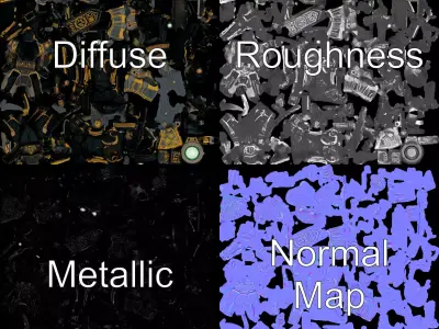 Cyborg Guardian Armor model pack Low-poly 3D model