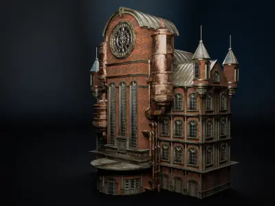 STEAMPUNK INDUSTRIAL BUILDING 10 Low-poly 3D model