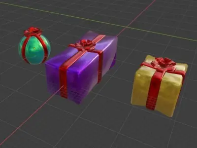 GIFT - THREE DIFFERENT DESIGNS Low-poly 3D model