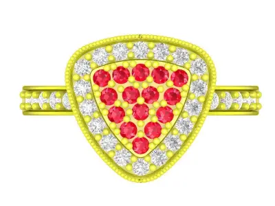 Luxury Triangle Pave Halo Ring 3D Model 4390 3D print model