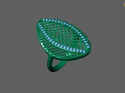 Women Ring With Stone Diamond Ready STL 3DM Models Womens Rings 3D print model get