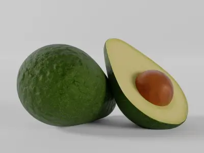 Avocado - Cut with seed Low-poly 3D model