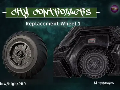 CITY CONTROLLERS Replacement Wheel 1 - PBR lowpoly Low-poly 3D model