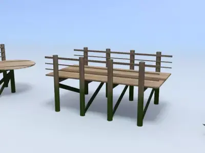 boardwalk wooden bench with arrow Low-poly 3D model