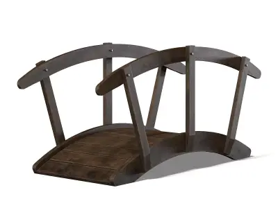 Small Dark Wooden Bridge 3D Model 3D model