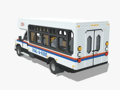 Voxel Dial-A-Ride Van Low-poly 3D model
