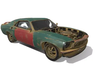 bugatti-chiron old rusty car 3D model