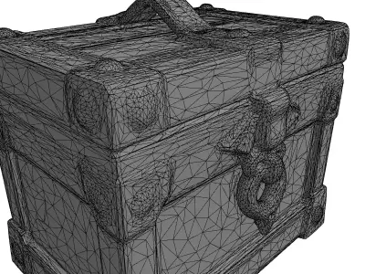 Ornate Wooden Treasure Chest Low-poly 3D model