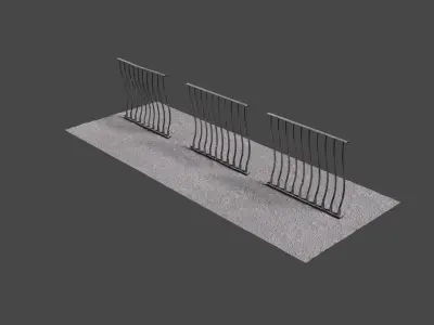 Metal Fence Low-poly 3D model