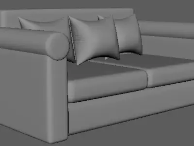 Sofa Model For Any 3D Software with UV Mapped Free 3D model